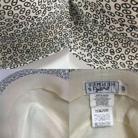AUTHENTIC HERMES Chaine d\'Ancre hat cotton White main image 4